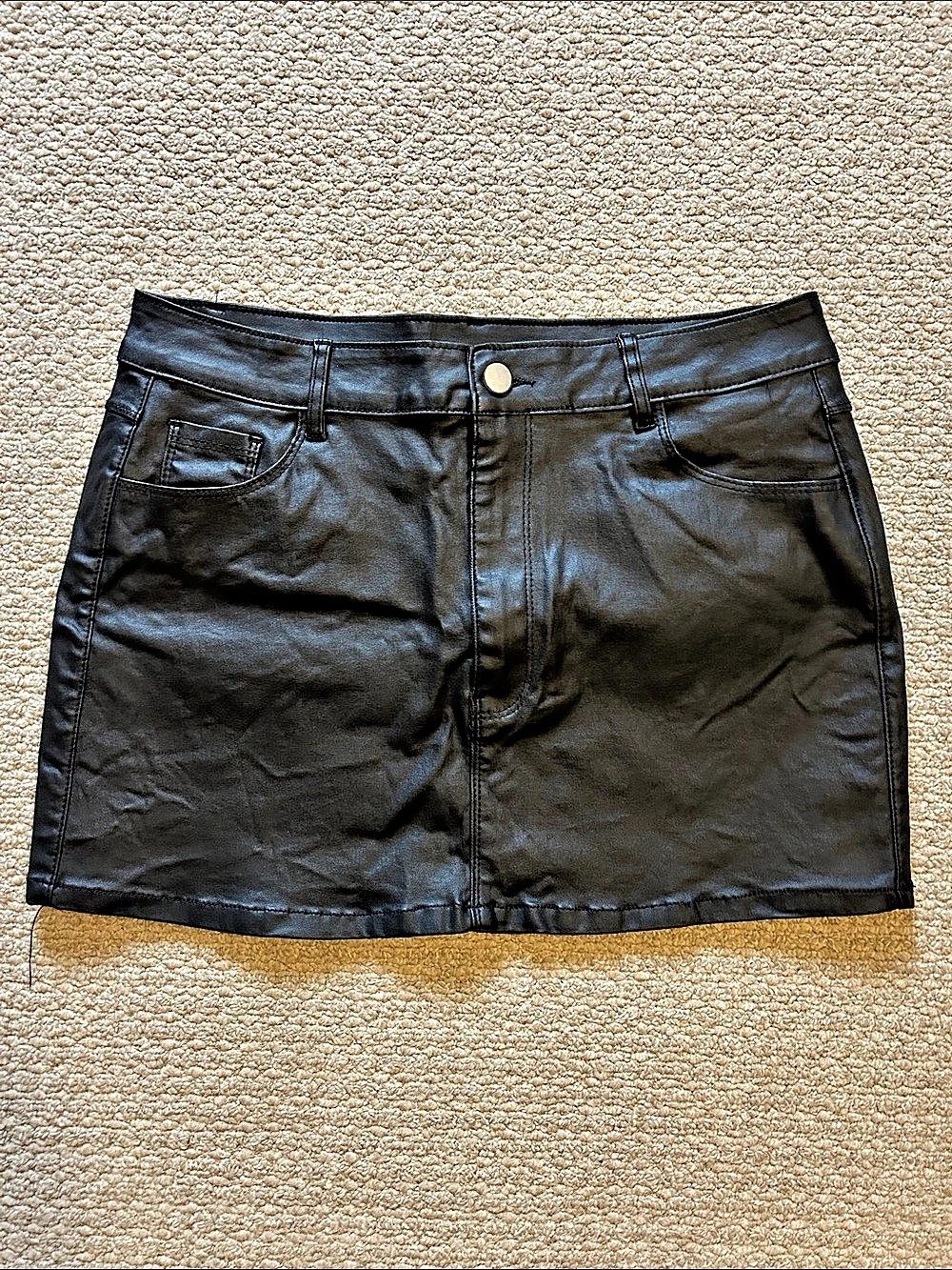 Faux Leather Mini Skirt Black XXL
